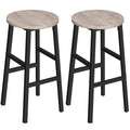 MAHANCRIS Bar Stools, Set of 2 Round Bar Chairs with Footrest, 24.4 Inch Kitchen Breakfast Bar Chairs, Industrial Bar Stools, Ea