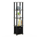 FURINNO TNT No Tools 5-Tier Display Decorative Shelf, French Oak Grey/Black/Black