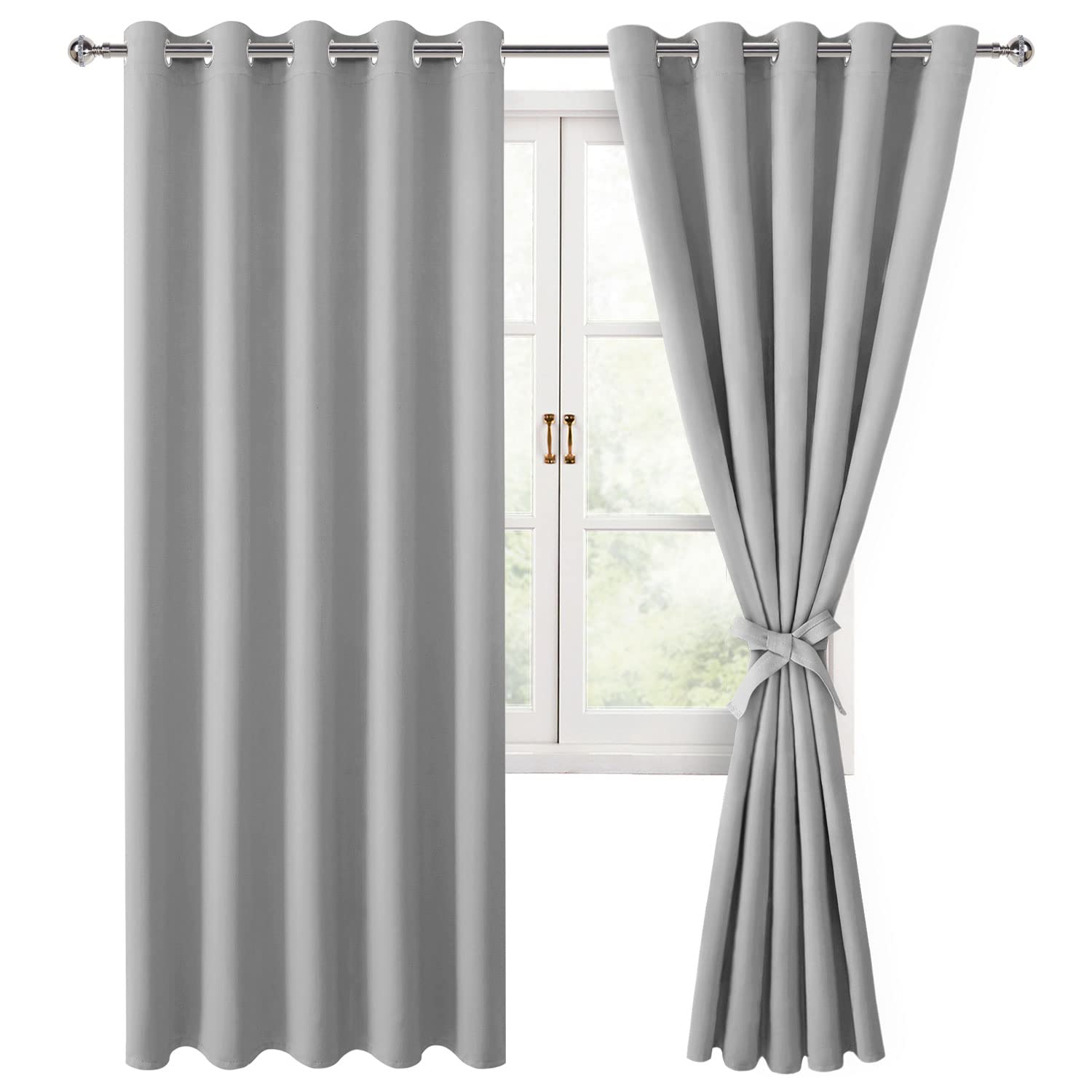 Hiasan Blackout Curtains for Bedroom, 60 x 84 Inches Long - Thermal Insulated & Light Blocking Window Curtains for Living Room, 