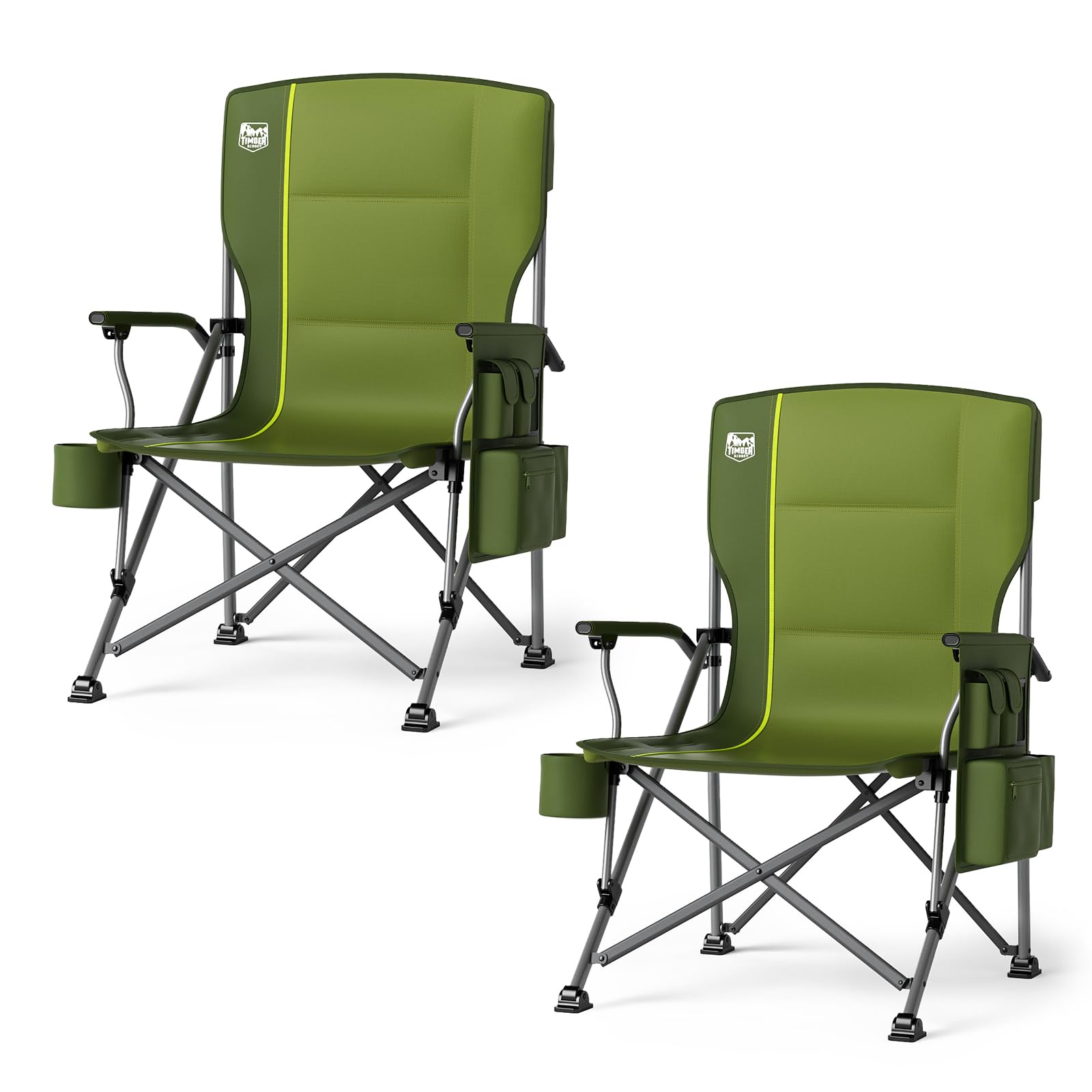 TIMBER RIDGE Oversized Folding Camping Chair High Back Heavy Duty for Adults Support up to 500lbs with Cup Holder, Side Pocket C