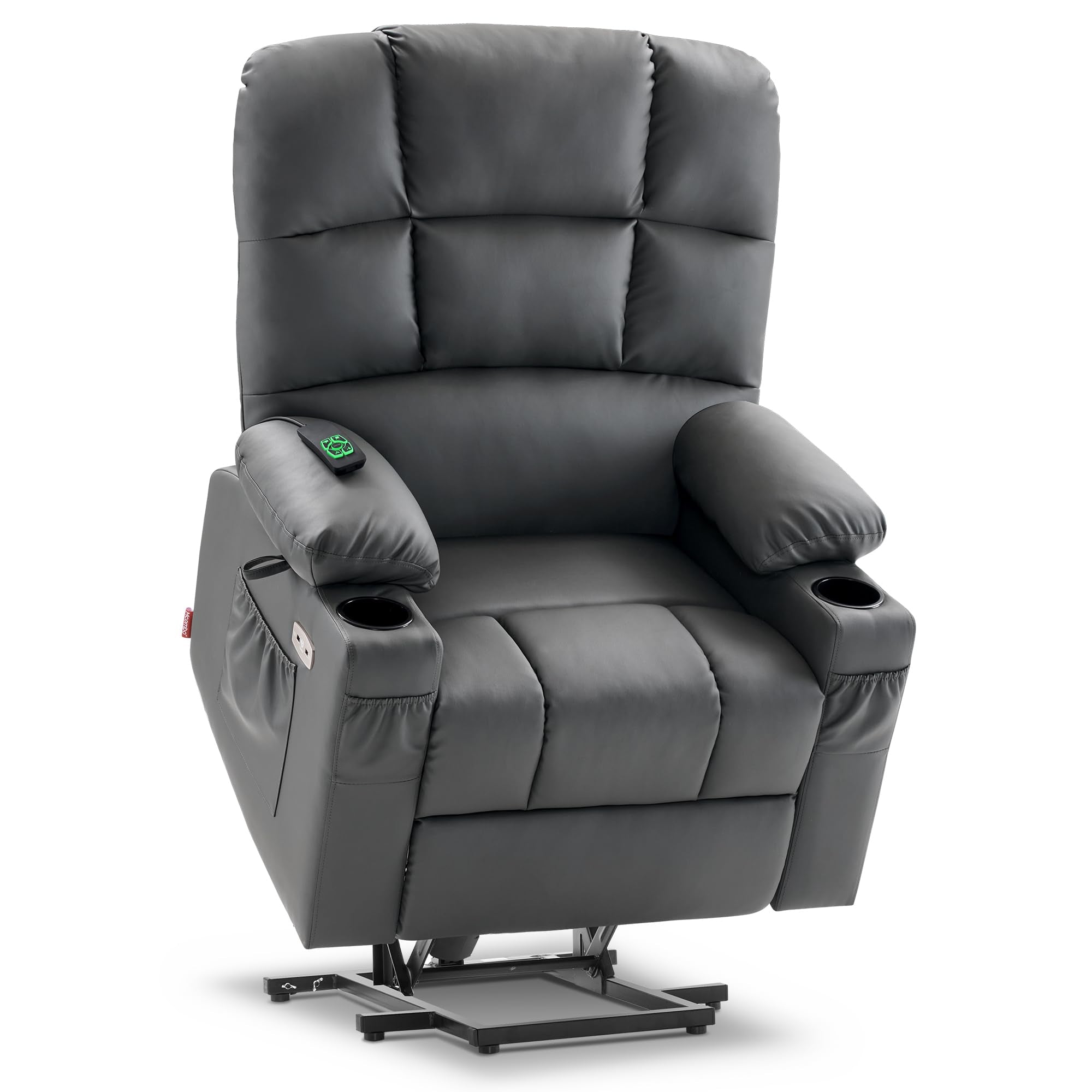 MCombo Medium Lay Flat Dual Motor Power Lift Recliner Chair Sofa with Massage and Heat for Elderly People, Infinite Position, Fa