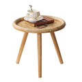 HuiDao Rattan Round Coffee Table, Boho Circle Side Table End Table for Living Room, Small Mid Century Accent Table for Bedroom B