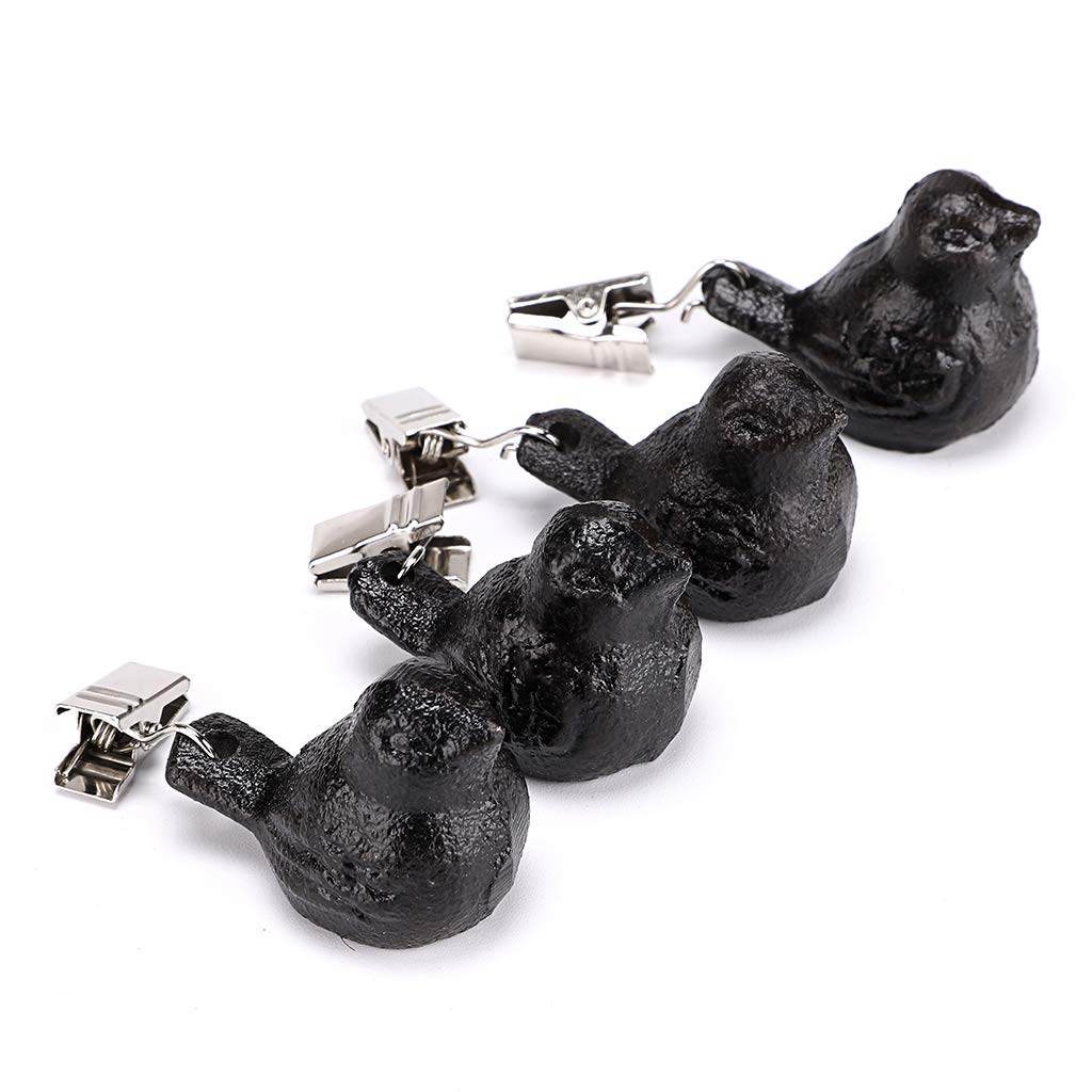 OwnMy Set of 4 Tablecloth Weights Clip on, Pendant Tablecloth Weights Kit with Cast Iron Antique Birds, Cloth Weights Clip for O