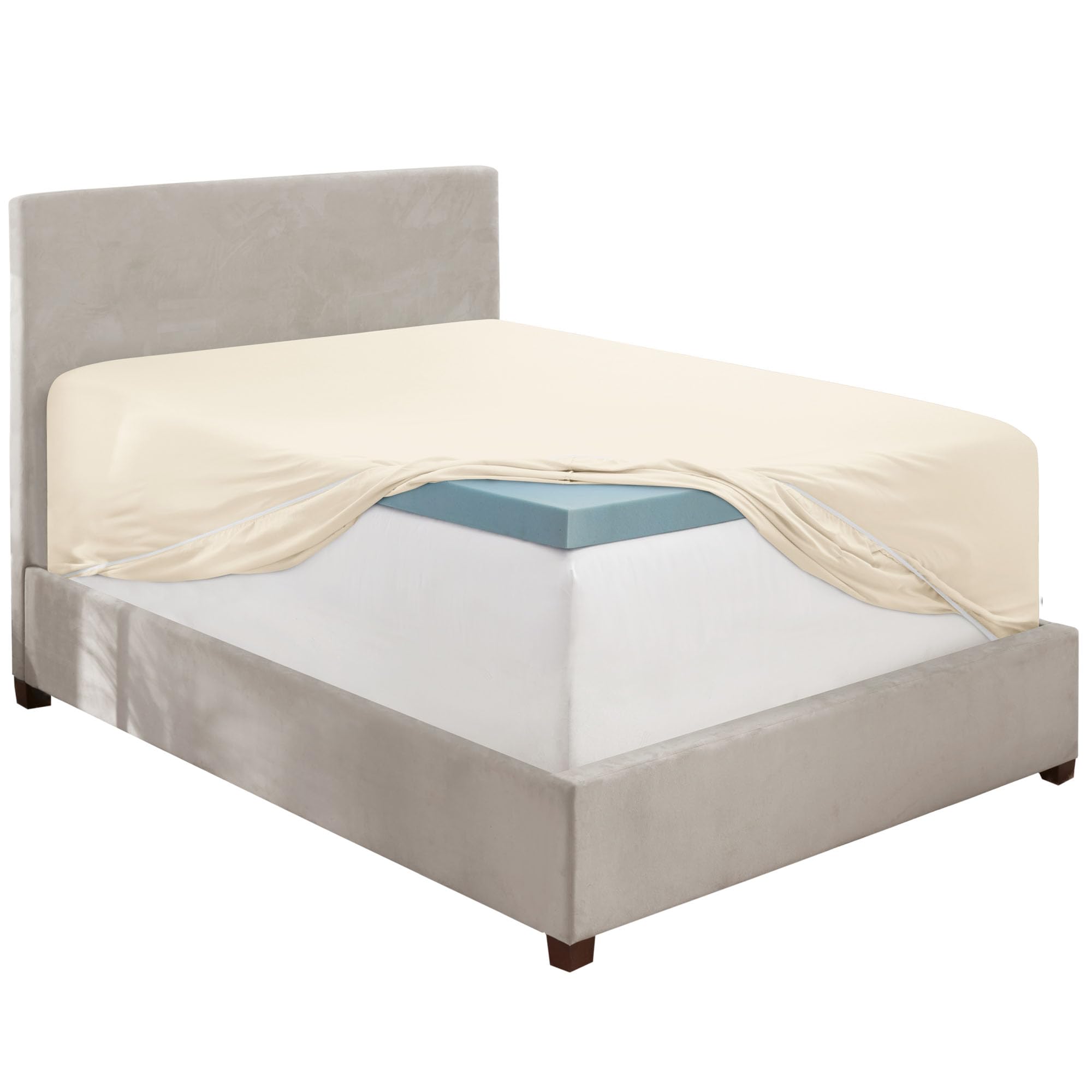 Hearth & Harbor Off White Twin XL Fitted Sheet Only, Extra Deep Pocket Fitted Bed Sheet, 1800 Microfiber XL Twin Fitted Sheet, U