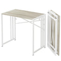 Lutown-Teen Small Folding Desk 35 inch, No Assembly Required Small Office Desk, Writing Gaming Computer Camping Table, Beige