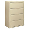 HON 884LL 800 Series Four-Drawer Lateral File, 36w x 19-1/4d x 53-1/4h, Putty