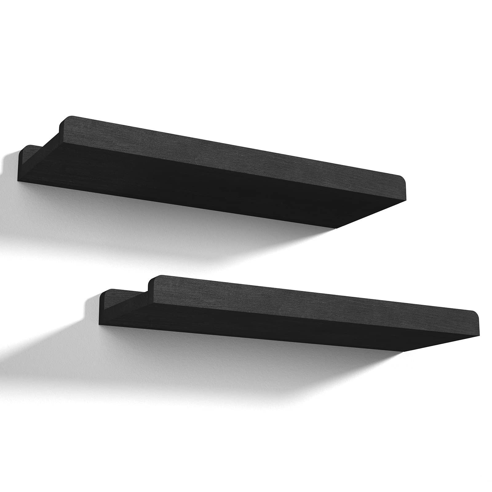Love-KANKEI Floating Shelves Wall Mounted Set of 2, 17 Inch Rustic Wood Wall Shelves for for Storage, Bedroom Living Room Bathro