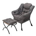Givjoy Lazy Chair and Ottoman, Large Accent Lounge Chair with Armrests and a Side Pocket, Modern Leisure Upholstered Sofa Readin