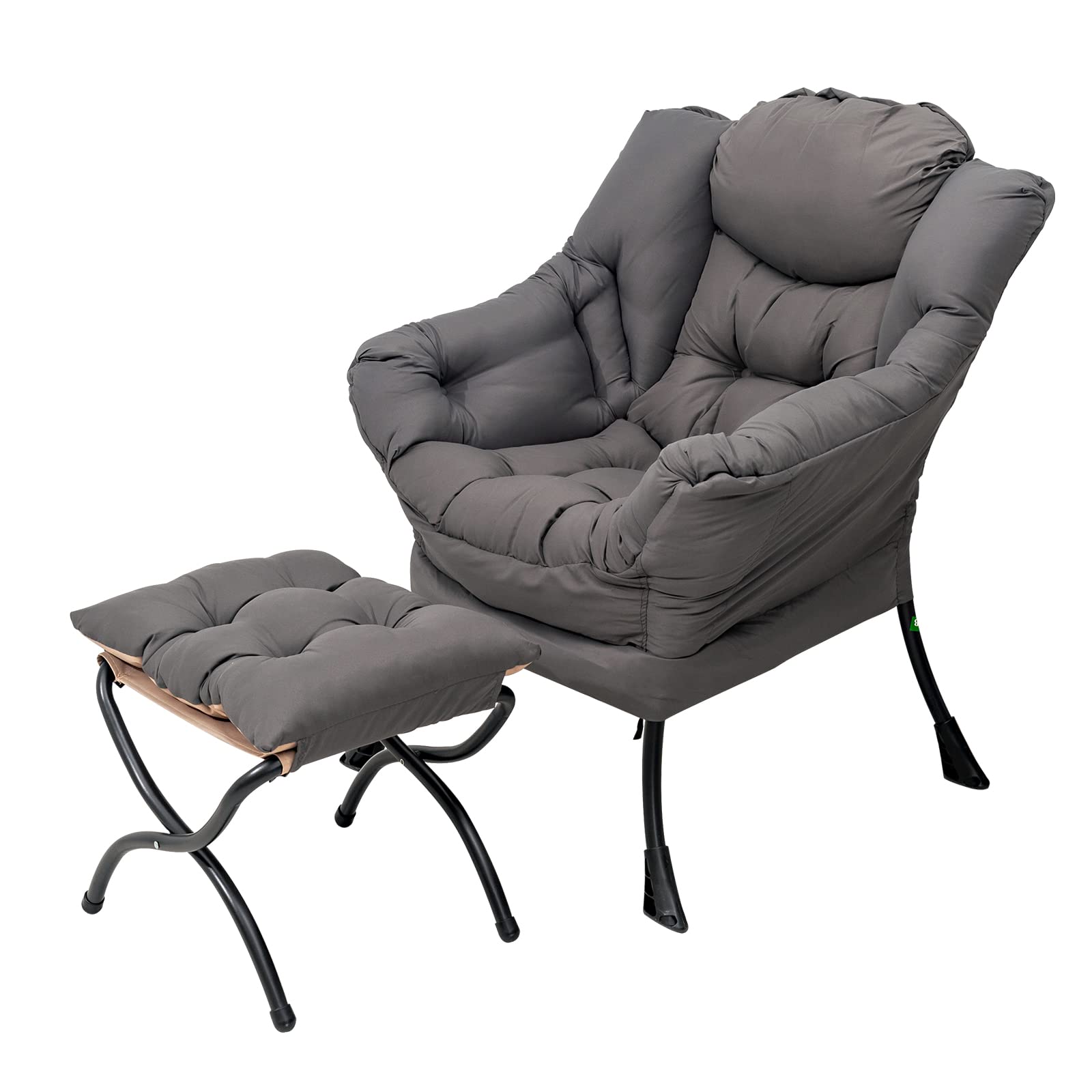 Givjoy Lazy Chair and Ottoman, Large Accent Lounge Chair with Armrests and a Side Pocket, Modern Leisure Upholstered Sofa Readin