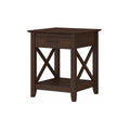 Bush Furniture Key West Small End Table with Storage | Modern Farmhouse Accent Shelf for Living Room in Bing Cherry