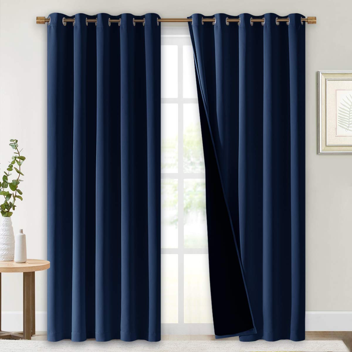 NICETOWN 100% Blackout Cold Blocking Curtain Set, Thermal Insulated & Energy Efficiency Window Draperies for Guest Room, Full Sh