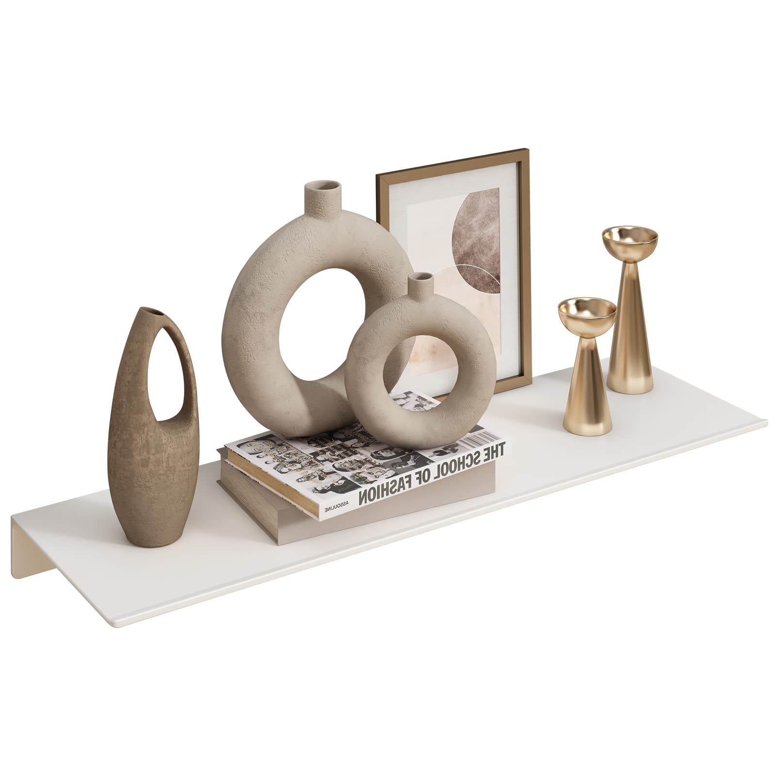 JOOM White Metal Wall Floating Shelf - Metal Wall Shelf- Small Bathroom Shelf-Display Shelves for Wall Storage (White, 16 in)