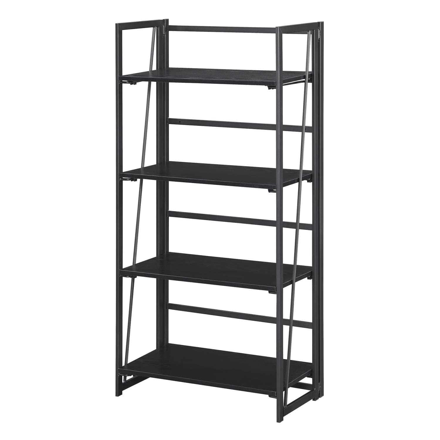 Convenience Concepts Xtra Folding 4-Tier Bookshelf, Black/Black