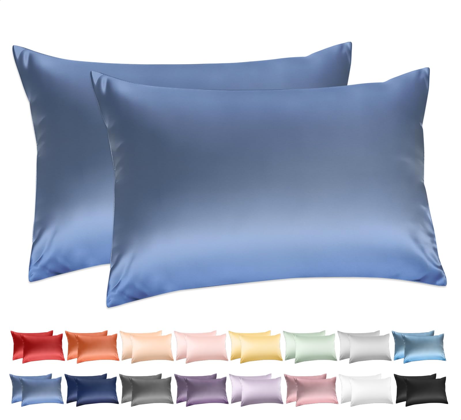 100% Cotton Standard Pillowcases Set of 2, Deep Dream 600 Thread Count Pillow Cases, 20x26 Inches, Super Soft and Breathable Env
