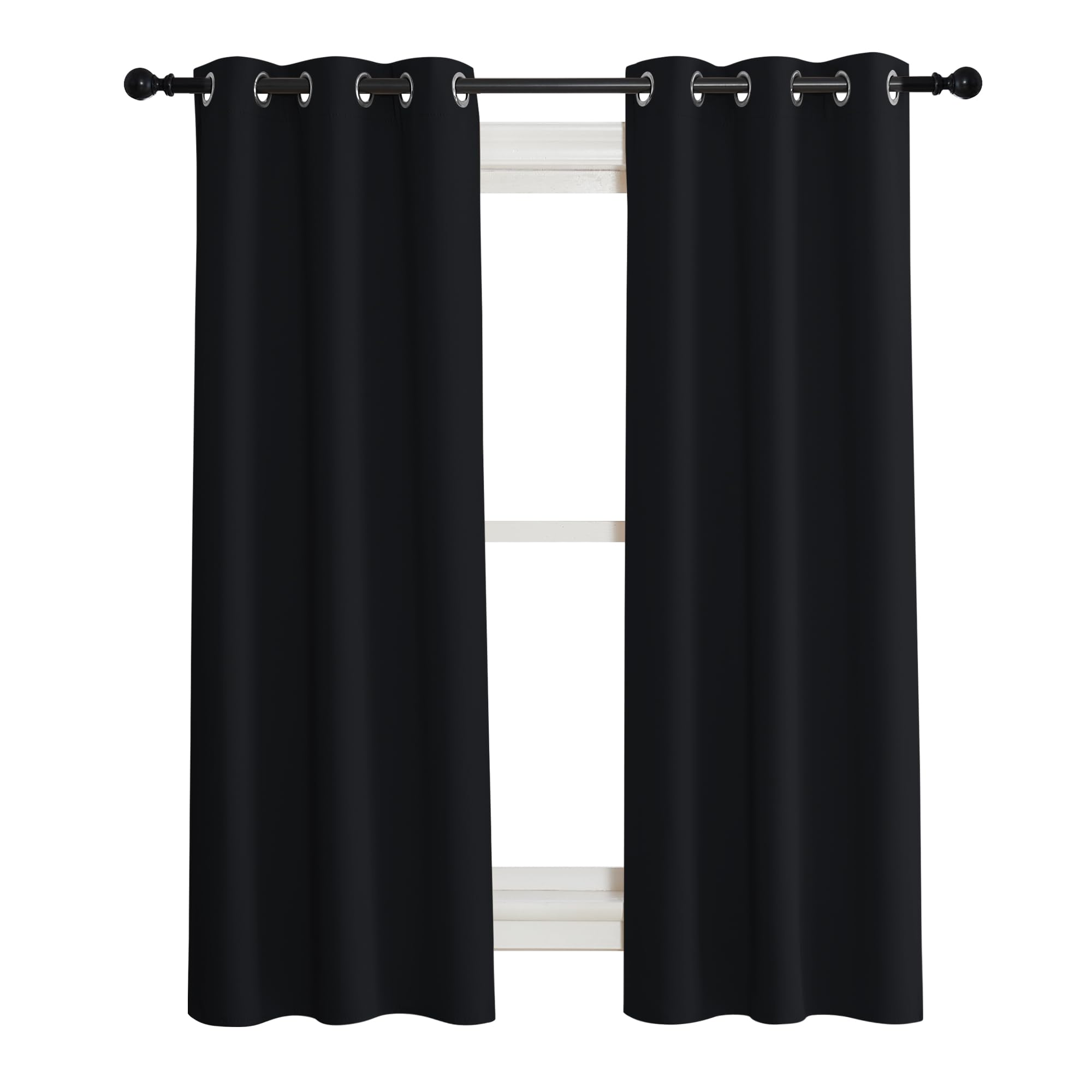 NICETOWN Soundproof Thermal Insulated Blackout Curtain, Single Panel, 34 inches by 84 inch, Black, Thermal Insulated Solid Gromm