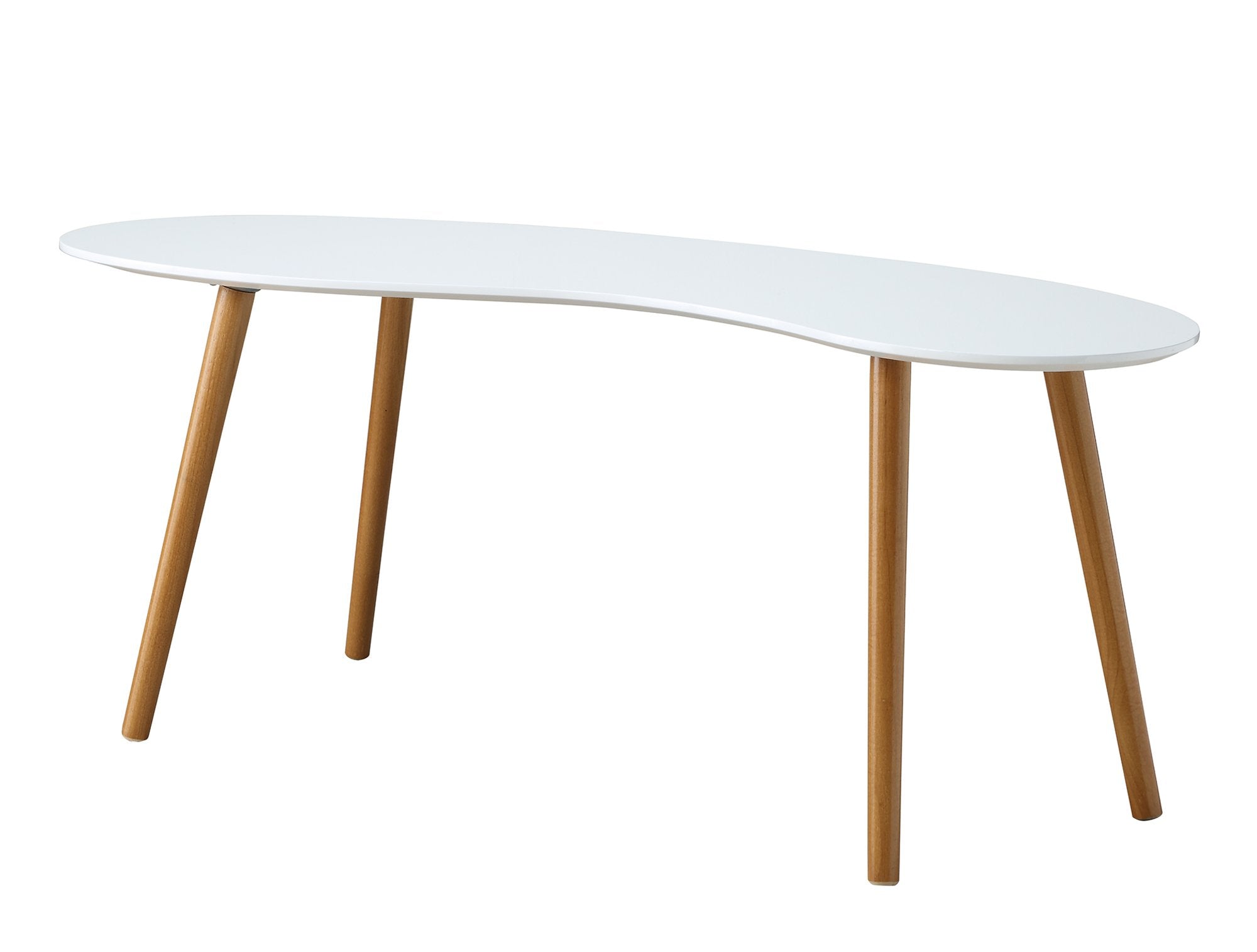 Convenience Concepts Oslo Bean Coffee 47.25 Mid-Century Modern, Minimalist, Irregular-Shaped Abstract Living Room Table, White/N