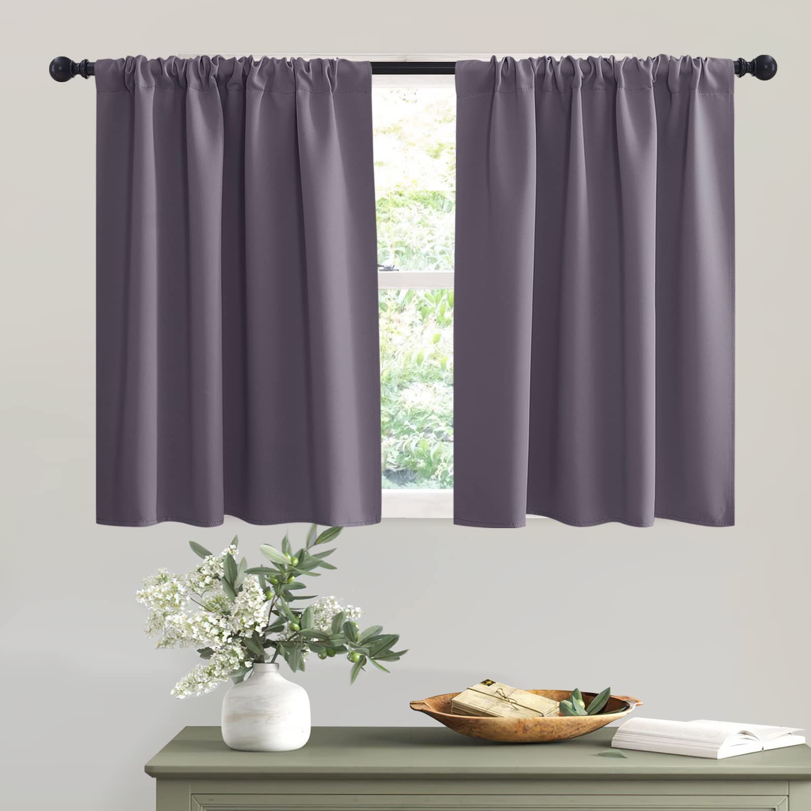 RYB HOME Bathroom Window Curtains - Blackout Curtains Small Window Short Drapes for Kitchen Bedroom Living Room Kids Nursery Roo