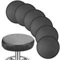 Newwiee 6 Pcs Leather Round Bar Stool Seat Covers, Waterproof PU Stretch Round Barstool Seat Covers Cushion with Elastic Bands f