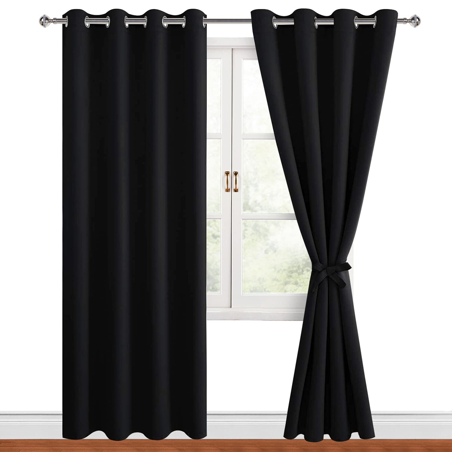 Hiasan Blackout Curtains for Bedroom, 52 x 96 Inches Long - Thermal Insulated & Light Blocking Window Curtains for Living Room, 