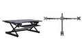 Rocelco 46 Standing Desk Converter with AC USB Charger and Triple Monitor Mount Arm - Height Adjustable Sit Stand Up Three Scree