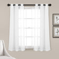 Lush Decor Farmhouse Textured Grommet Sheer Window Curtain Panel Pair, 38W x 63L, Bleach White