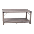 Flash Furniture Wyatt Modern Farmhouse 2 Tier Coffee Table - Gray Wash Engineered Wood Frame - Black Metal Crisscross Side Brace