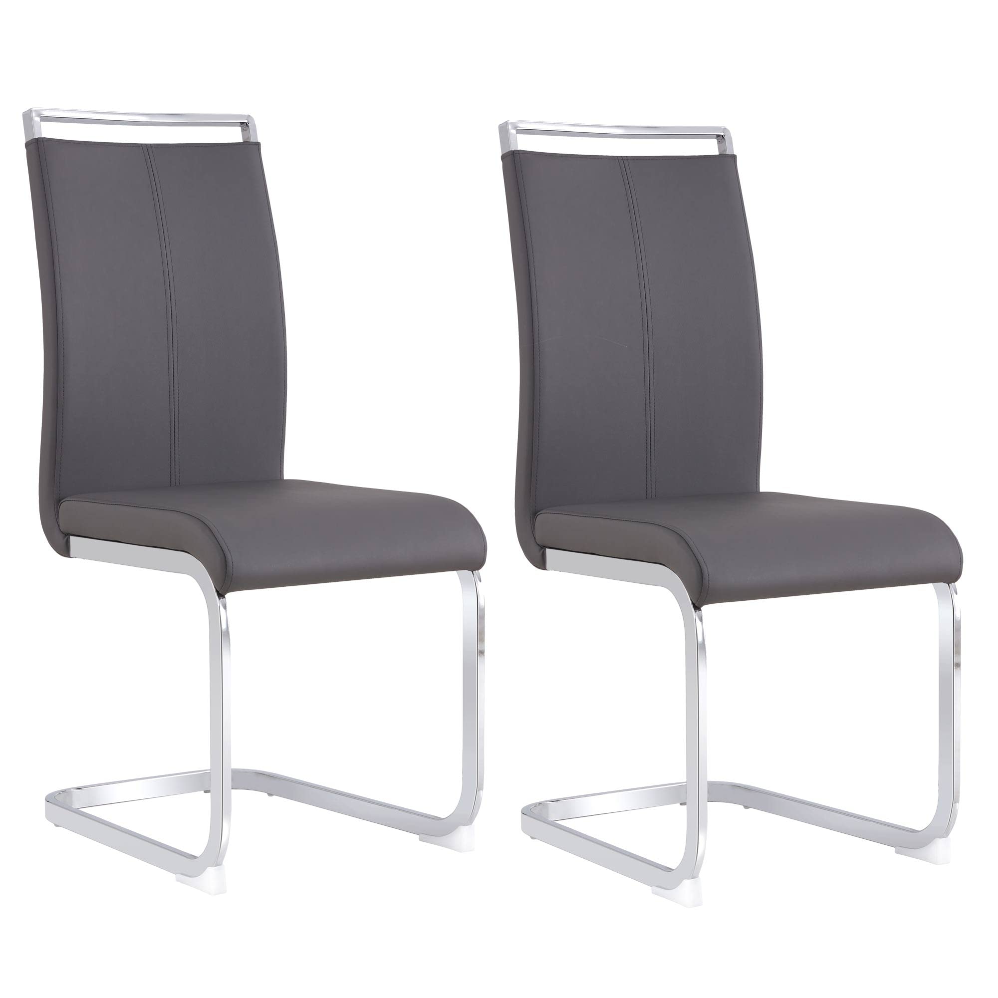 AZmac Modern Leather Dining Chairs Set of 2,Armless Kitchen Chairs,Dining Room Chairs with Upholstered Padded Seat and Sturdy Ch