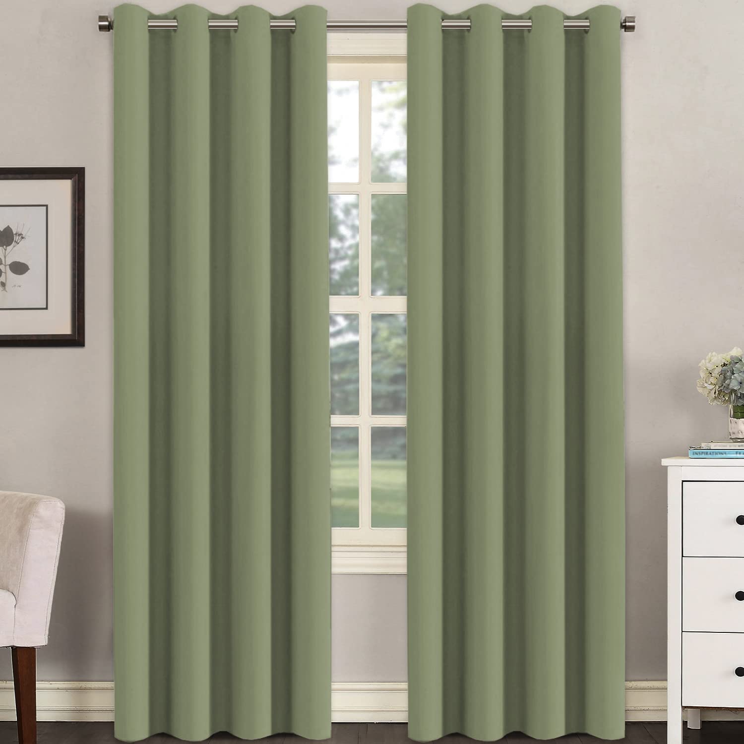 H.VERSAILTEX Blackout Window Treatment Curtains/Panels, Thermal Insulated Room Darkening Solid Grommet Drapes for Bedroom/Living