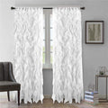 DiamondHome 2pc Cascade Shabby Chic Sheer Ruffled Curtain Panel (White, 63 L Panel Pair)