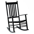 Outsunny Outdoor Rocking Chair, Patio Wooden Rocking Chair with Smooth Armrests, High Back for Garden, Balcony, Porch, Supports 