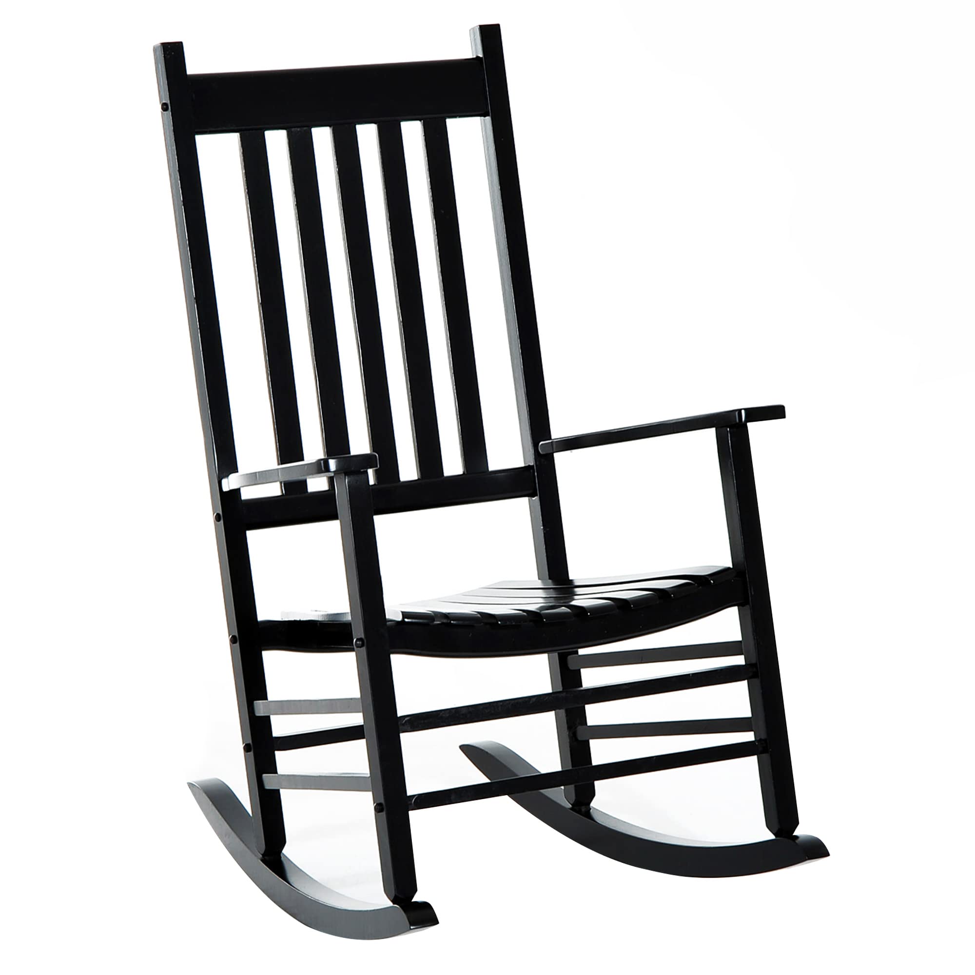 Outsunny Outdoor Rocking Chair, Patio Wooden Rocking Chair with Smooth Armrests, High Back for Garden, Balcony, Porch, Supports 