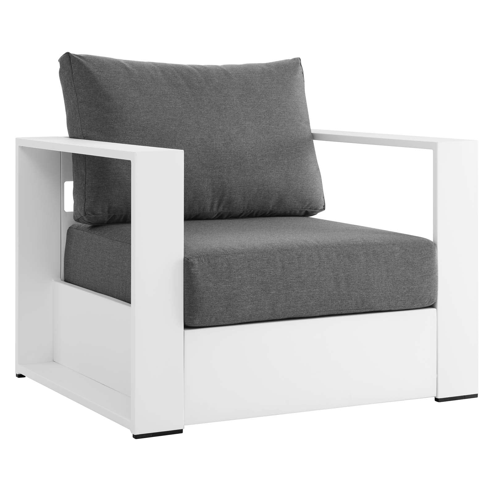Modway Tahoe Aluminum Outdoor Patio Armchair in White Charcoal