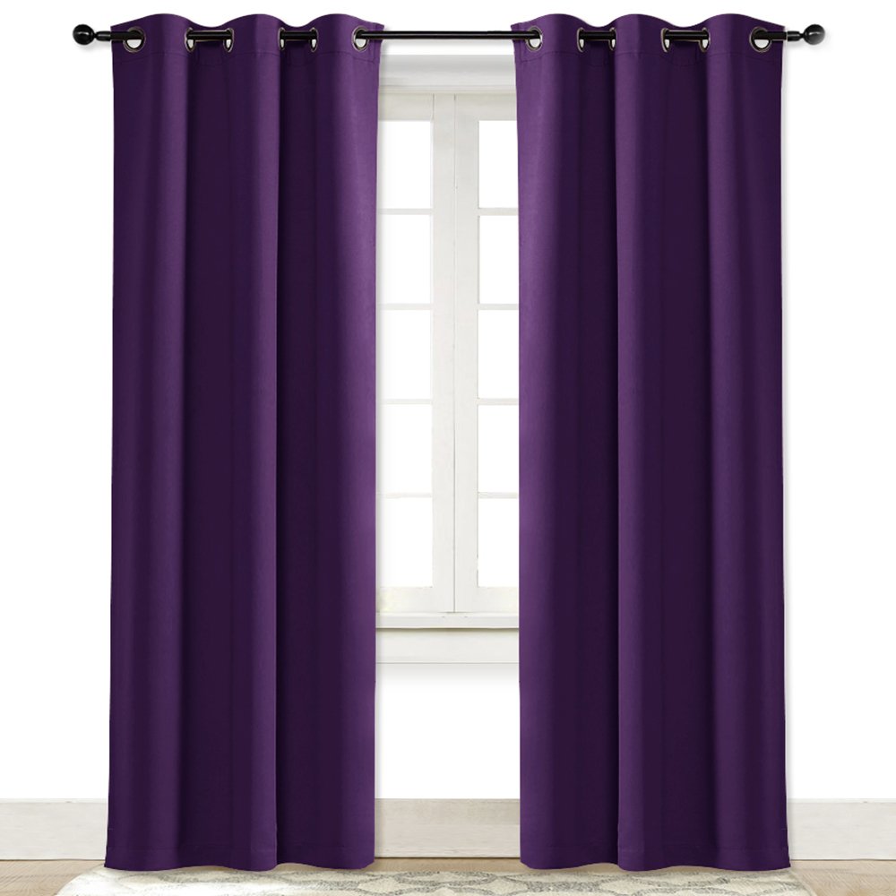 NICETOWN Energy Saving Blackout Darkening Drape, Triple Weave Home Decoration Thermal Insulated Solid Ring Top Blackout Curtain/