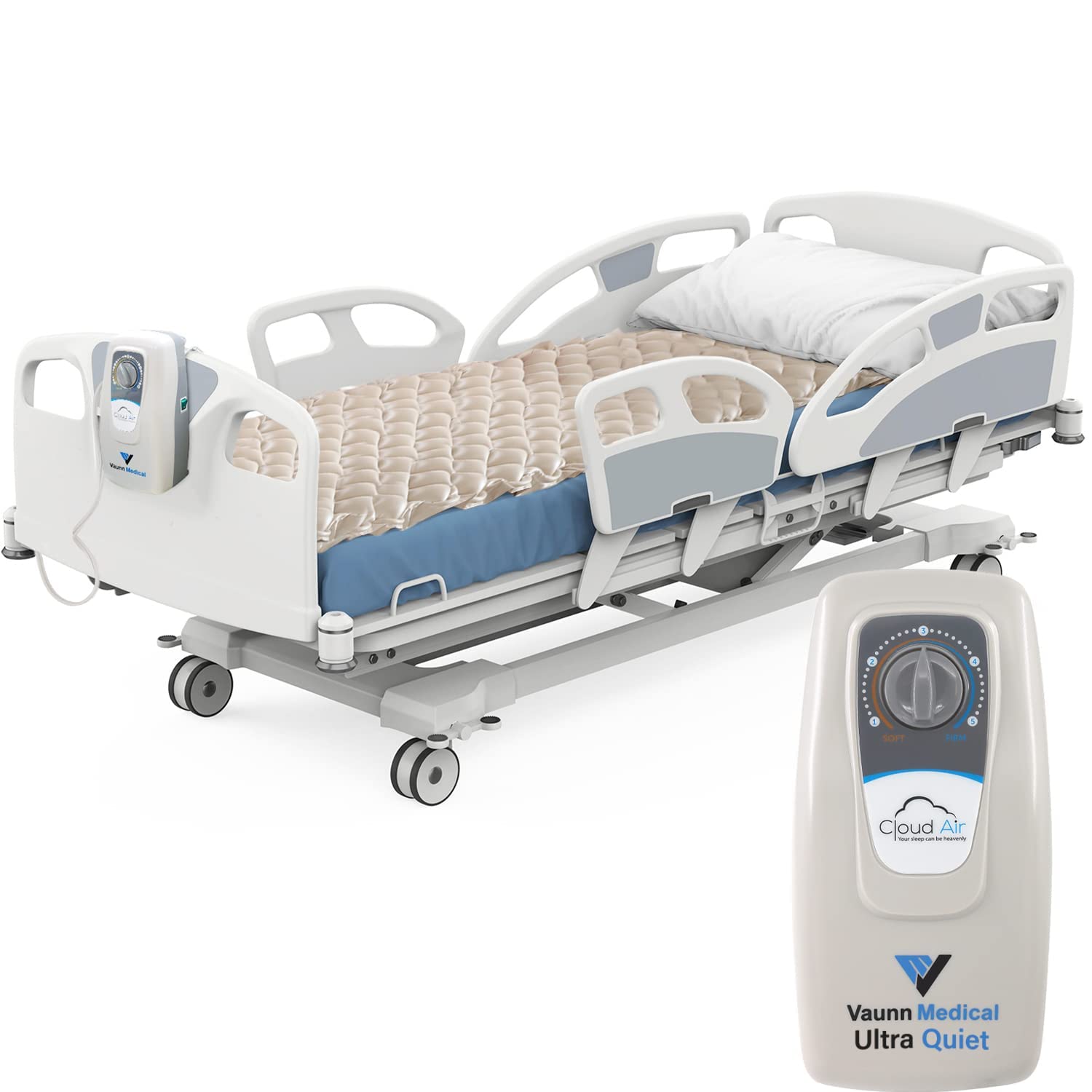 Vaunn Medical Cloud Air Whisper Quiet Alternating Air Pressure Mattress Topper with Pump Twin Size 36 x 78 x 3