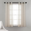 Lush Decor Farmhouse Textured Grommet Sheer Window Curtain Panel Pair, 38W x 63L, Beige