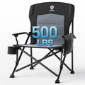 EVER ADVANCED Oversized Folding Camping Chair for Adults, Heavy Duty Lawn Chair with Side Pockets, Portable Collapsible Quad Cha