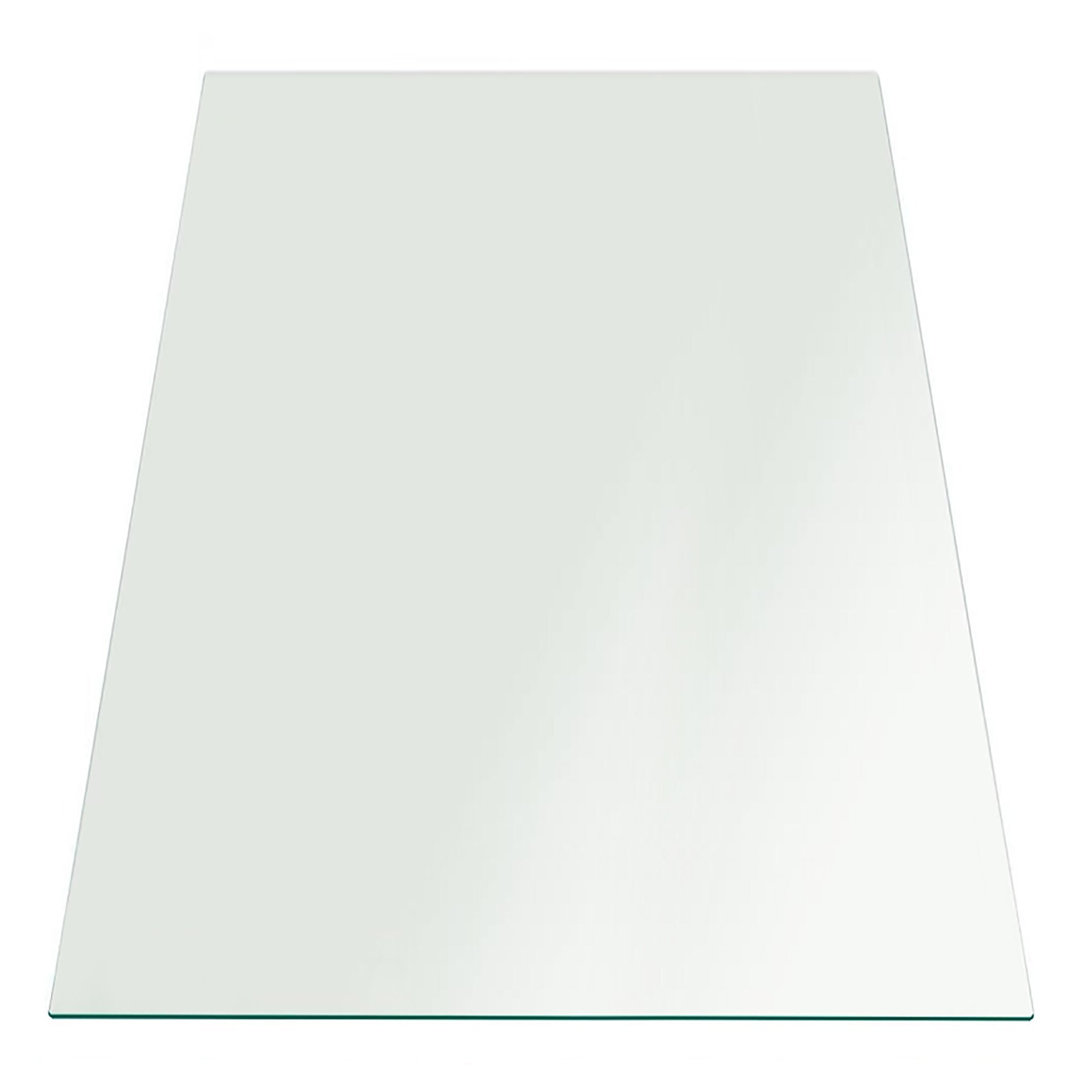 Fab Glass and Mirror Rectangle 24x40 Inch 1/2 Thick Flat Edge Tempered Radius Corner Glass Table Top, 24 x 40, Clear