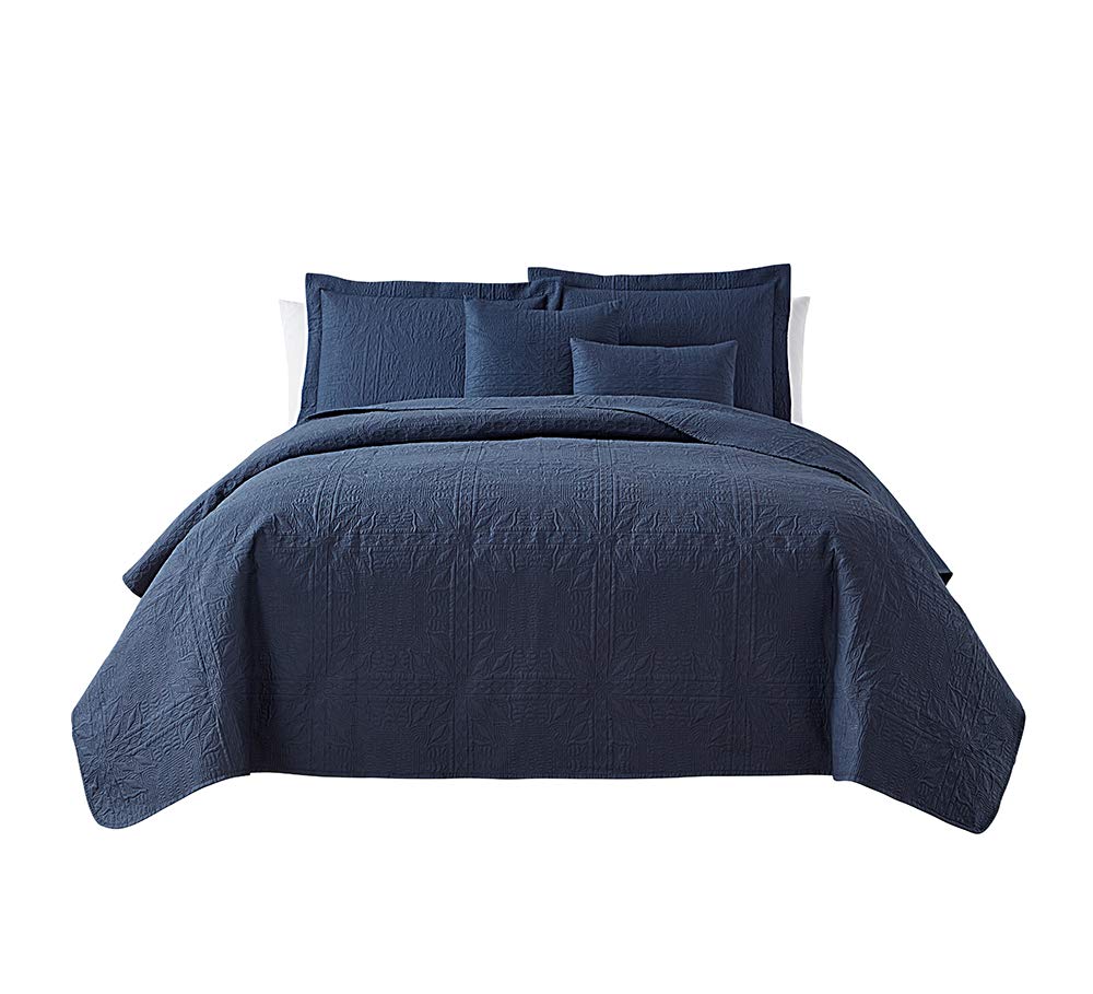 Clara Clark Quilts Queen Size - All Season Bedspread Coverlet Set, Pinsonic Weave Lightweight Queen Quilt Bedding Set - 5 Piece 