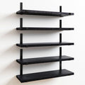 Fixwal Floating Shelves Set of 5, Width 4.7 Inches Black Wall Shelves, Rustic Wood Wall Storage Shelves for Bedroom, Living Room
