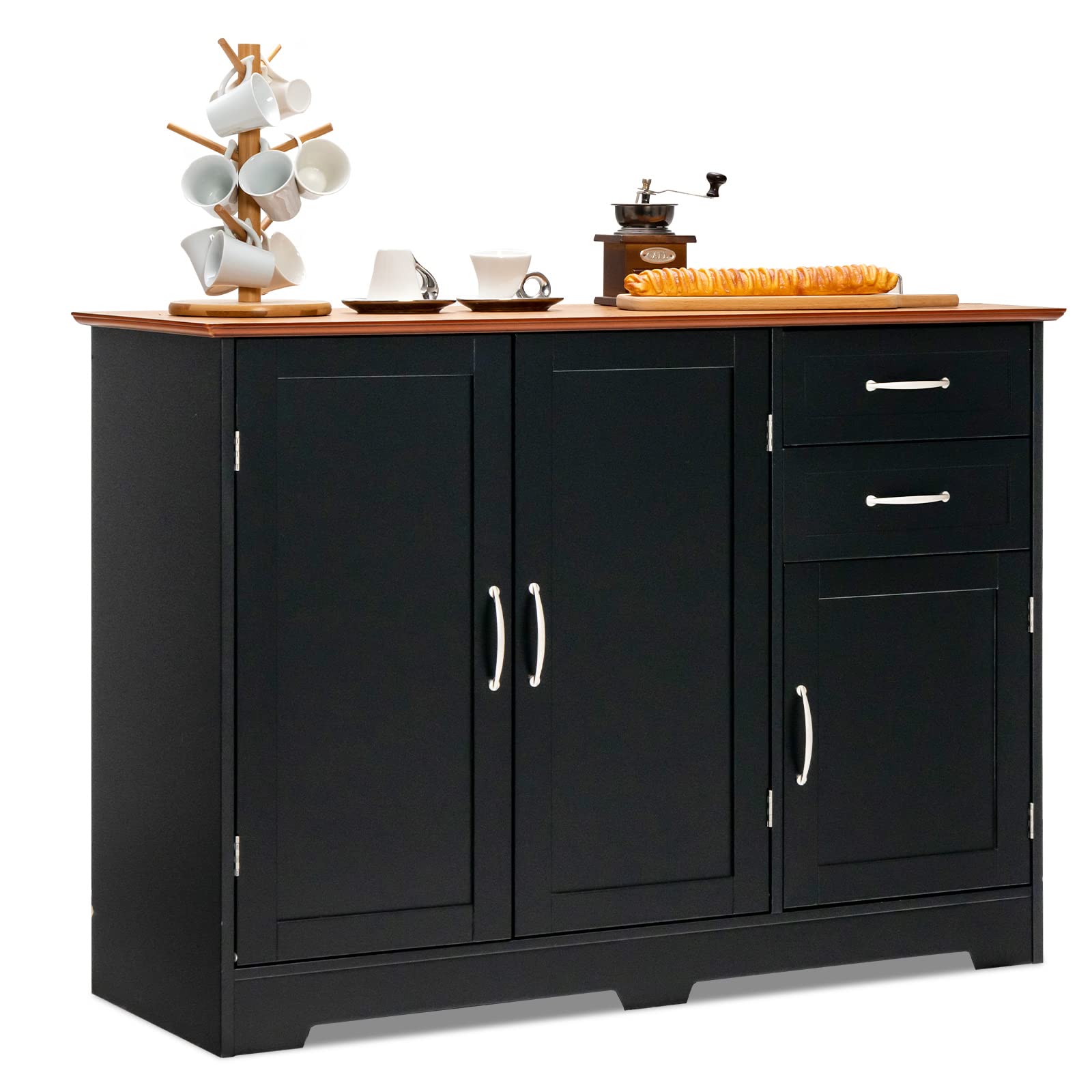 PETSITE Buffet Cabinet, Kitchen Sideboard with Storage Cabinets & Drawers, Adjustable Shelf, Modern Credenza Coffee Bar Server C