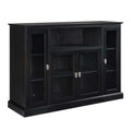 Summit Highboy TV Stand with Storage Cabinets and Shelves , Black