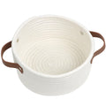 Small Woven Basket, Cute Mini Cotton Rope Storage Basket with leather handle, Tiny Decorative Round Storage Bin, Boho Empty Gift