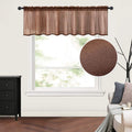 MIULEE Solid Chocolate Brown Kitchen Sheer Valance Linen Look Window Curtain, Living Room Windows Voile Valance Rod Pocket 1 Pan