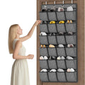 Over the Door Shoe Organizer, Hanging Shoe Rack Storage Holder with 24 Large Pockets for Closet Door, Men Women Kids Shoes, Crui