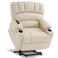MCombo Power Lift Recliner Chair Sofa with Massage and Heat for Big Elderly People, Cup Holders, USB Ports, Side Pockets, Faux L