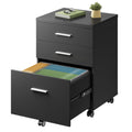 DEVAISE 3 Drawer File Cabinet for Home Office, Wood Under Desk Filing Cabinet, Rolling Printer Stand with Wheels, Black