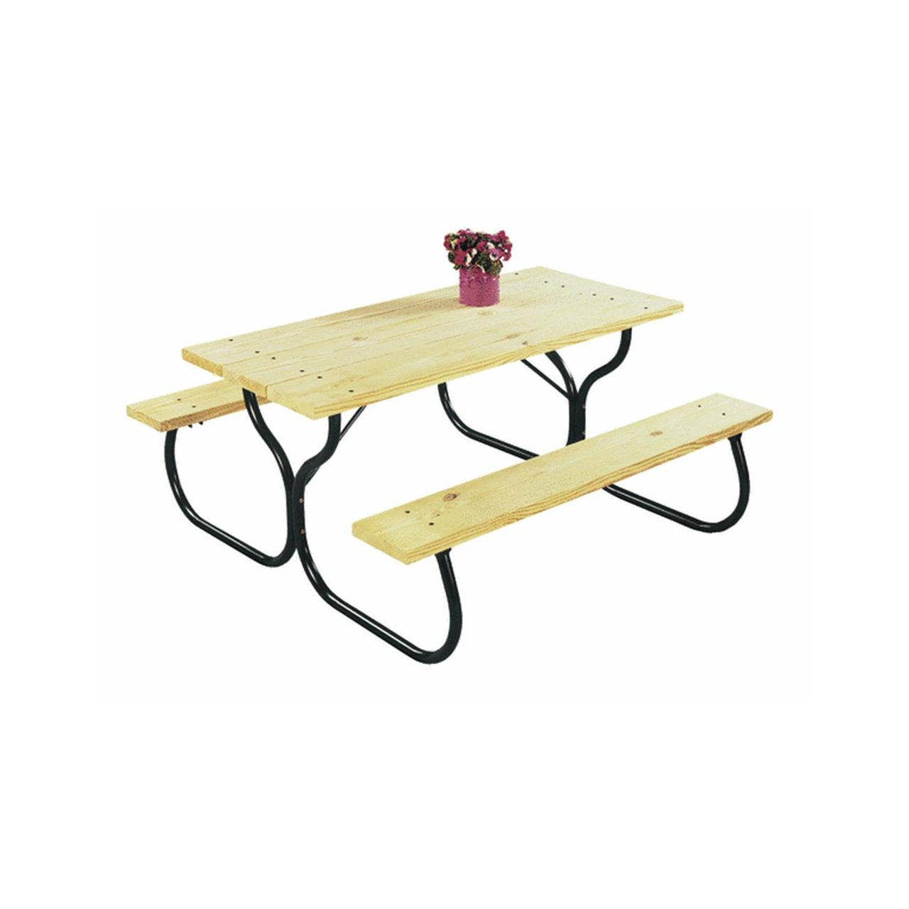 Jack Post Fiesta Charm 6 Person Outdoor Custom Do It Yourself Powder Coated Tubular Steel Frame for Long Wooden Picnic Table, Bl