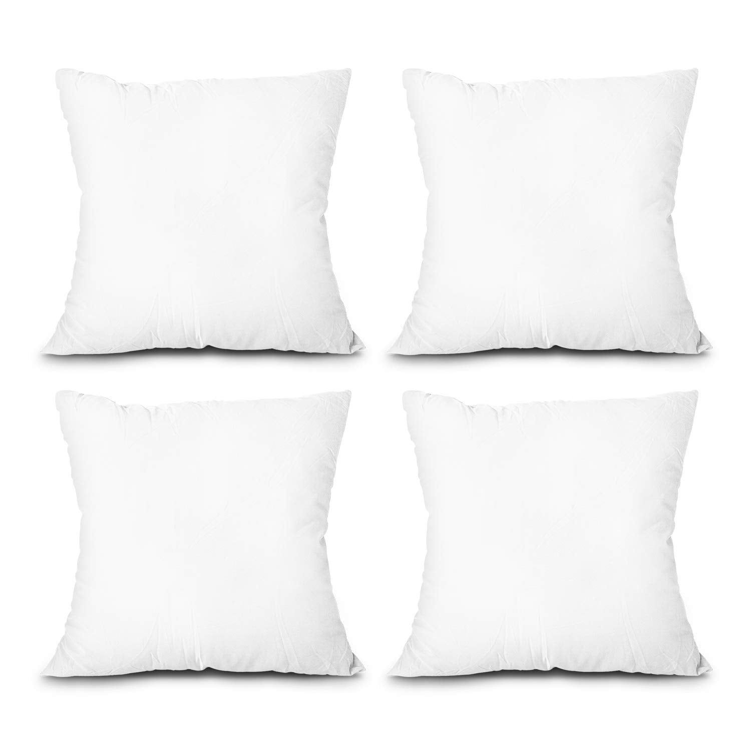 EDOW Throw Pillow Inserts, Set of 4 Lightweight Down Alternative Polyester Pillow, Couch Cushion, Sham Stuffer, Machine Washable