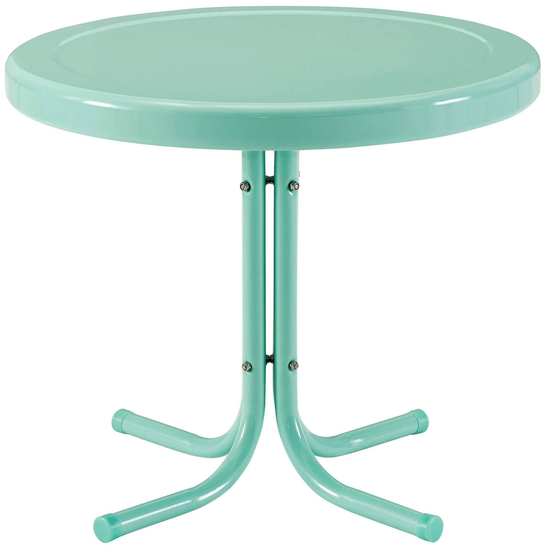 Crosley Furniture Griffith Weather Resistant Retro Metal Outdoor Side Table for Patio, Deck, Porch, Aqua