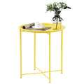 VECELO Side/End Table, Folding Round Metal Anti-Rust and Waterproof Outdoor or Indoor Tray for Living Room Bedroom Balcony and O